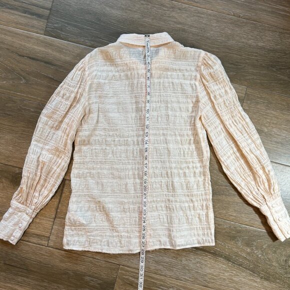 GUESS women's puff long sleeve crinkle Rav top size Large - Picture 9 of 11